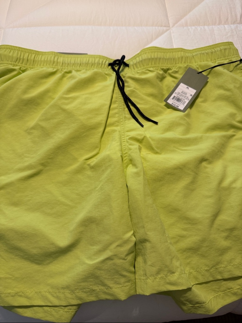 Goodfellow & Co Lime Green Swim Trunks with Black Drawstring